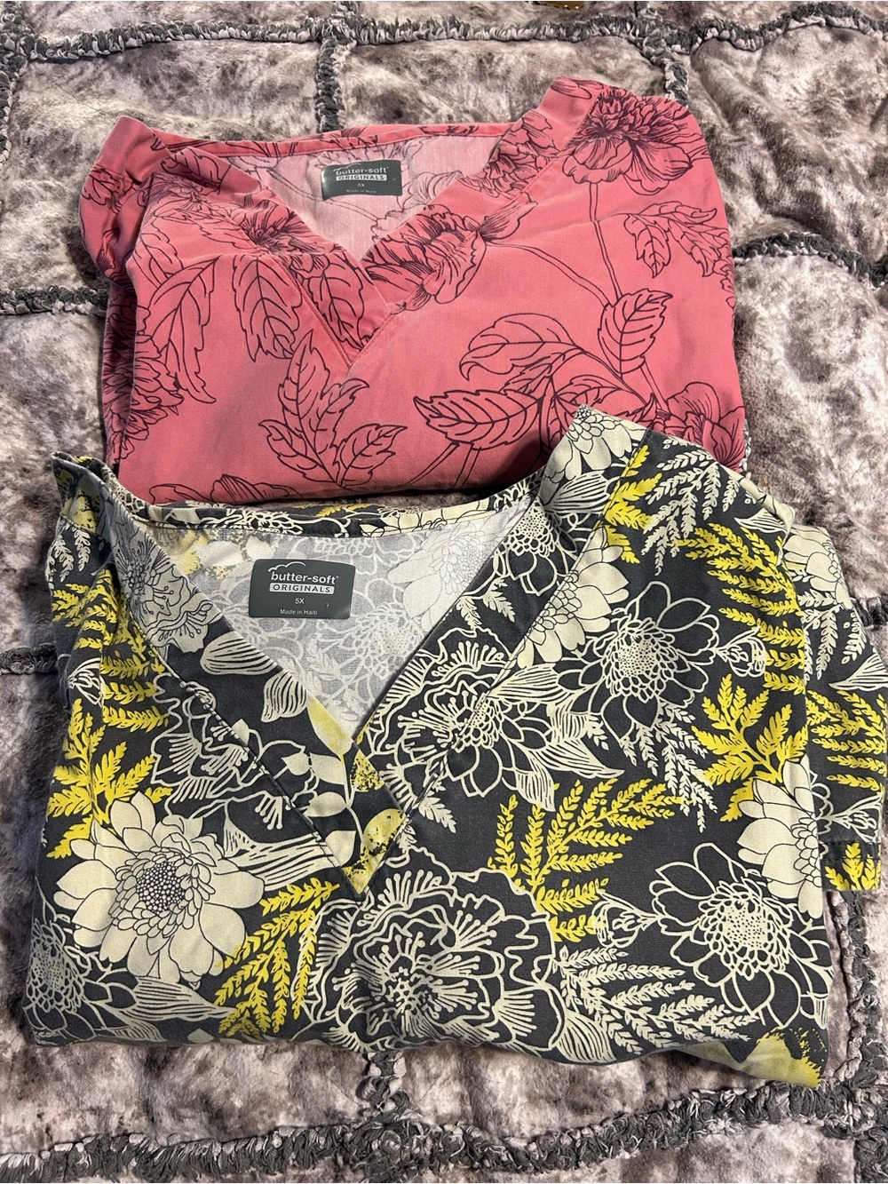 2 V-Neck Uniform Advantage Flower/Spring Scrub Tops- Floral Print